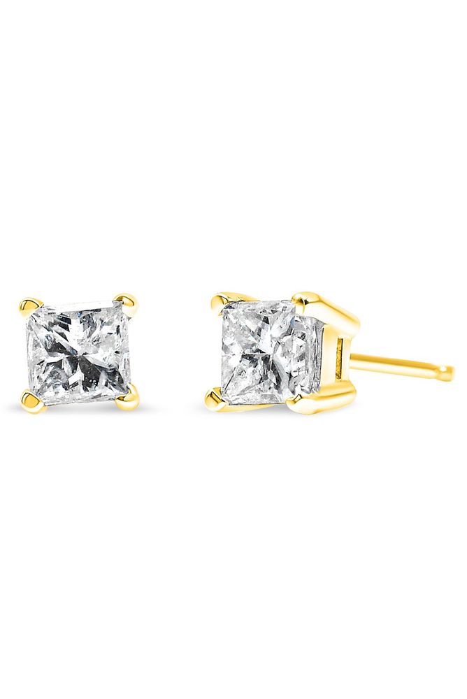 1/4 Cttw Princess-Cut Square Diamond Classic Solitaire Earrings